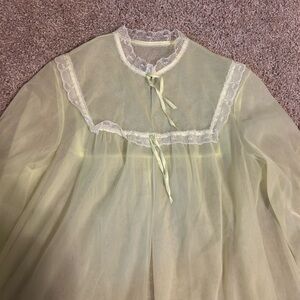 Vintage Sheer Robe with Lace Trim